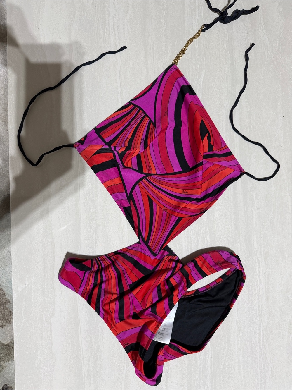Emilio Pucci Pink, Red & Black One-Piece Swimsuit - Picture 2 of 3